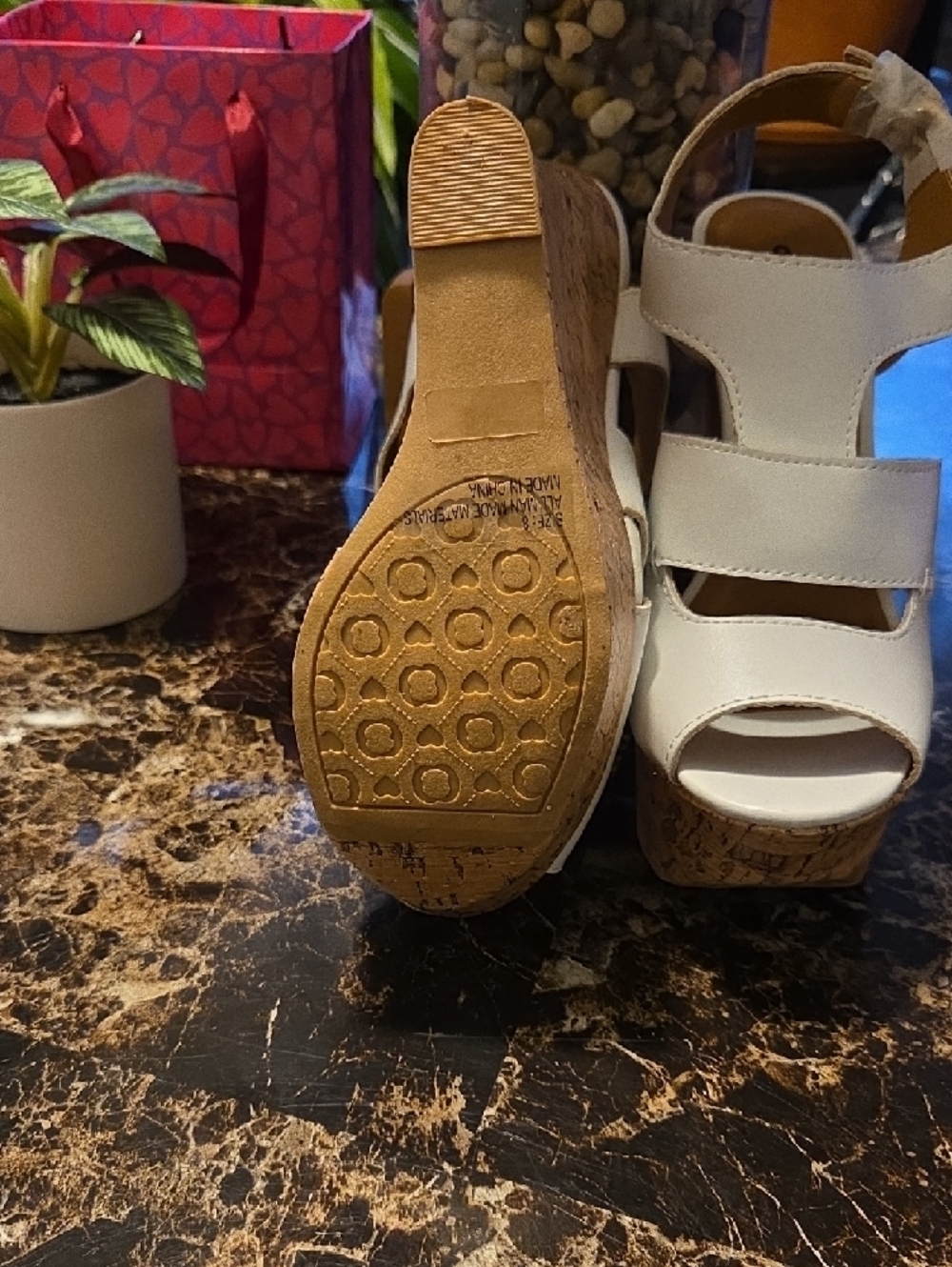 Charlotte Russe White Cork Platform Sandals with Ankle Strap - Picture 4 of 7
